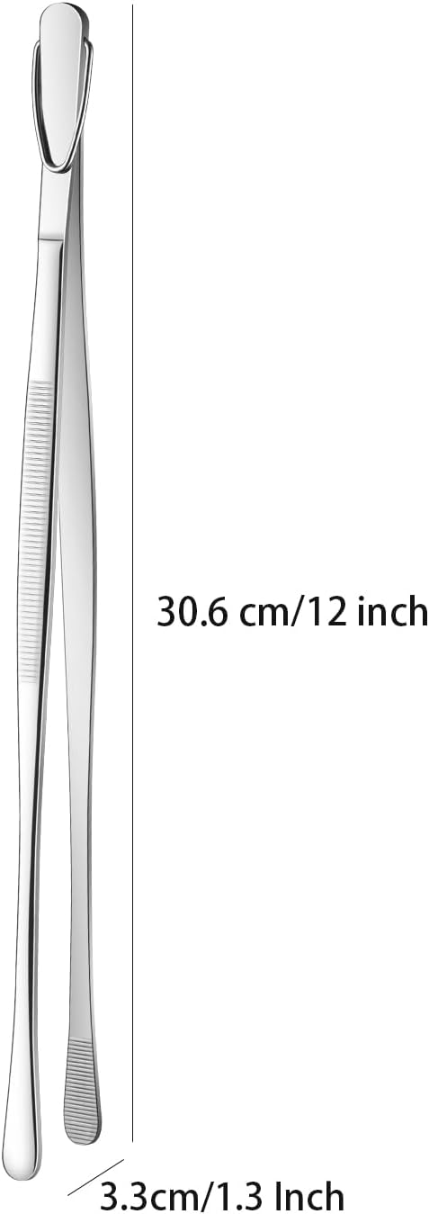 DEHOV 12 Inch Stainless Steel Kitchen Long Food Tweezers For Cooking,Metal Pasta Tongs,Skinny Chef Spaghetti Tongs