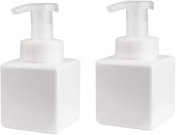 Foaming Soap Dispenser, 9oz Plastic Refillable Pump Bottle, 2 Pack, White | Hand Dispenser for Liquid Soap, Shampoo & Body Wash – Saves Soap with Rich Foam, Reusable, Easy to Refill, BPA-Free