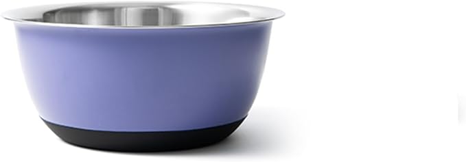 Fox Run Stainless Steel Mixing Bowl, 2.75 Quart Purple Mixing Bowl | Non-Skid Base For Easy Mixing | Cute Purple Design | Small Double Wall Stainless Steel Mixing Bowl For Temperature Retention
