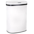 BestOffice | 13 Gallon Stainless Steel Trash Can with Lid | White | Automatic Touchless Garbage Can | Odor Control | Modern Oval Design | Easy to Clean | For Kitchen, Bathroom, Office or Home