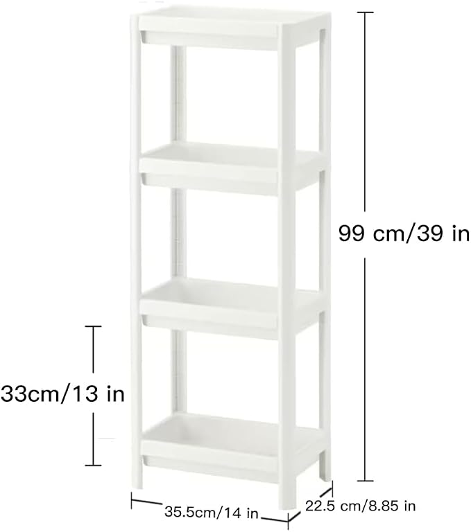 HIEEY 4 Tier Bathroom Shelf,Bathroom Rack, Shelves Organizer, for Laundry Pantry Kitchen Narrow Places