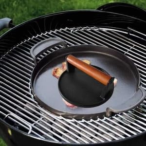 Firsgrill Burger Press 7.08" Round,Heavy-Duty Cast Iron Smash Burger Press Meat Steak With Wood Handle for Blackstone Camp chef Pitboss Weber Griddle Grills(Round) | Heavy Duty Good for Blackstone Camp chef Pitboss Weber Griddle