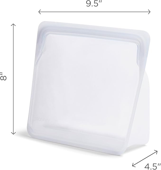 Stasher Premium Reusable Silicone Bag, Stand-Up Mega, Clear, 104 oz | Food-Safe Silicone, Reusable Freezer Bags, Microwave, Dishwasher, Pantry, Meal Prep, Food Storage Bag, Eco-Friendly