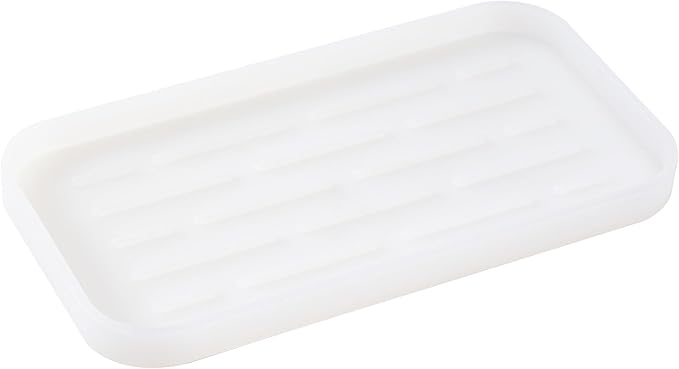 MicoYang Silicone Kitchen Sink Organizer Tray for Multiple Usage,Easy Clean Sponges Holder for Kitchen Bathroom Counter or Sink,Dish Soap Dispenser,Scrubber,Bottle,Cup Translucent 10”x 5.3”