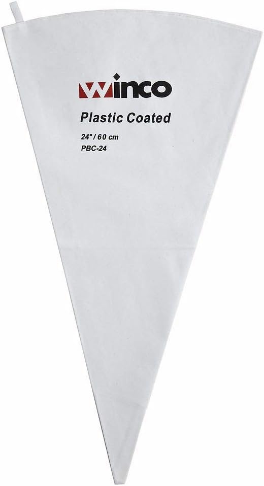 Winco PBC-24 Pastry Bag Cotton with Plastic Coating, 24-Inch,White,Medium | Great for Icing, Frosting, Pastries and Cake Decorating