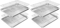 ROTTAY Baking Sheet with Rack Set (2 Pans + 2 Racks), Stainless Steel Cookie Sheet with Cooling Rack, Nonstick Baking Pan, Warp Resistant & Heavy Duty & Rust Free, Size 16 x 12 x 1 Inches (Pack of 2)