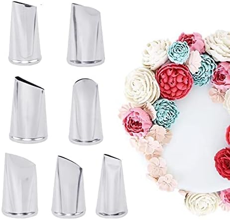 Dr.Pedi 7 Pieces Rose Flower Piping Tips Set, Cake Decorating Tips Icing Piping Nozzles Set Cupcake Decorating Kit