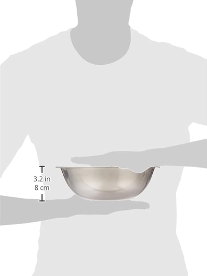 Winco 3 qt Stainless Steel Mixing Bowl | Dishwasher safe, Heavy-duty, Reinforced rim, Great for Salads, Sides, Pasta and Shared Dishes