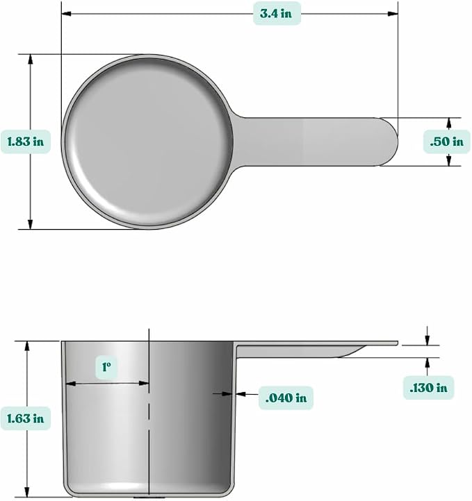 1/4 Cup (4 Tablespoon | 2 Oz. | 60 mL) Short Handle Plastic Measuring Scoop for Coffee, Protein Powder, Pet Food, Spices, Grains, Dry Goods – Food-Grade BPA-Free (Pack of 25)