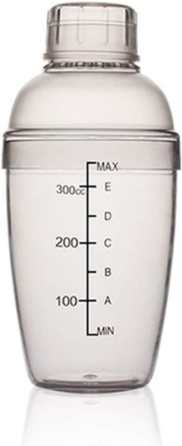 Plastic Cocktail Shaker,Drink Mixer Hand Shaker Cup with Scales,Transparent (10 oz / 300cc)