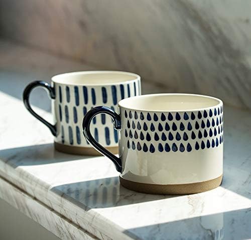 Koja Colorful Hand Painted Ceramic Mugs, 16 oz, Set of 4, Dishwasher Safe | Also microwave safe. Colorful hand painted set makes a great gift for coffee or tea lovers.