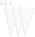 18 Inches Reusable Icing Bags 3-Pack Silicone Piping Bags, Large Pastry Bags Cake Decorating Icing Piping Bags, Baking Dessert Piping Bag with 3 Icing Couplers for Standard Tips, Translucent