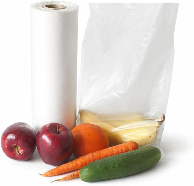 Plastic Roll Bags 10"x15", HDPE Produce Roll, 1 Roll 620 Bags | Transparent Poly Grocery Store Farm Stand Use, Food Storage