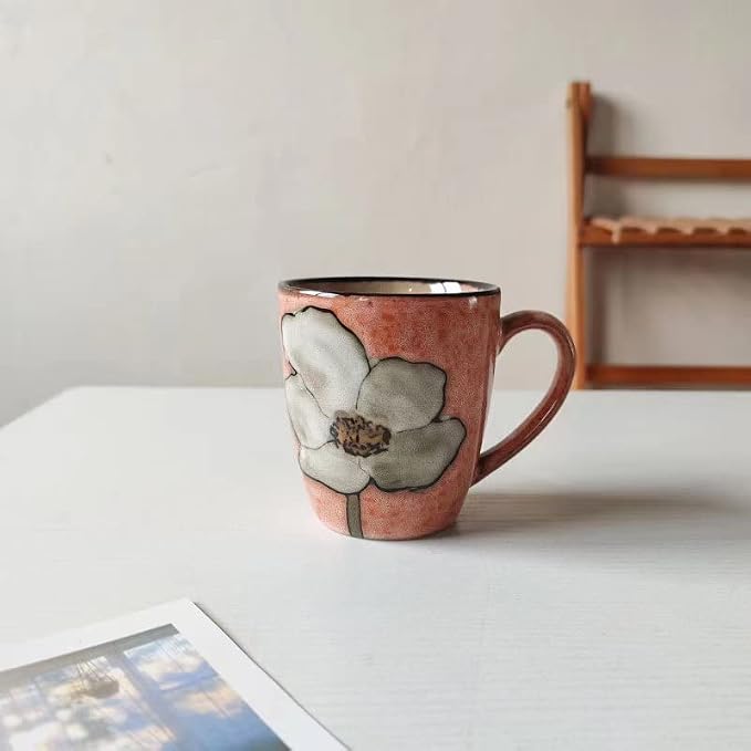 Ceramics 12oz Coffee mugs,Coffee cups,Tea mugs,Kiln Glazing Process,Microwave and Dishwasher Safe, Perfect For Tea, Espresso, Latte - Porcelain Mugs for Kitchen or Cafe (Red+Blue+Green+Pink)