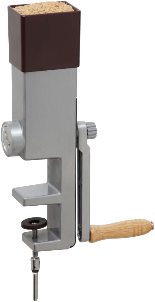 Kitchen Crop Grain Mill Wheat Flour Grinder, Stainless Steel Metal Burrs (Hand Crank Grain Mill)
