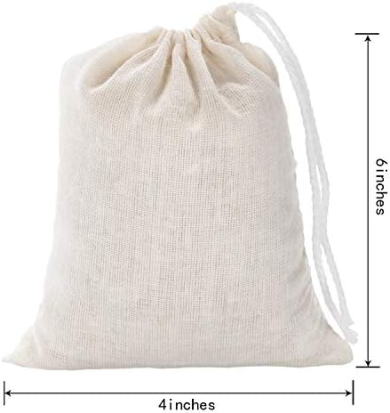 Tatuo 50 Pieces 4 x 6 Inches Muslin Cotton Drawstring Bags Canvas Linen Sachet Bag Reusable Empty Gift Pouch for Party Home Supplies (Pack of 2)