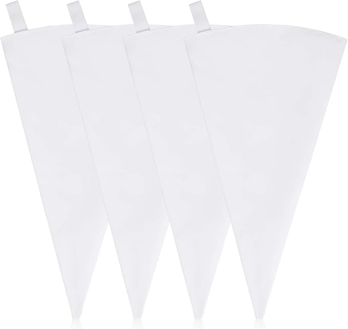 4 Pack Canvas Cloth Piping Bags Reusable Pastry Bags Fabric Icing Bags, Tipless Piping Bags for Baking, 12 inch Cake Piping Bags Cake Decorating Bags Icing Piping Bags (White)