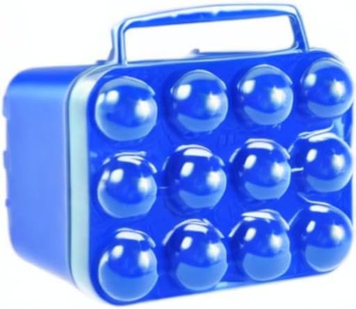Camco Egg Carrier Holder with Built-in Handle | Ideal for RVing, Camping, Tailgating, Picnics, Road Trips and More | Safely Carry Up to 12 Eggs | Blue (51015)