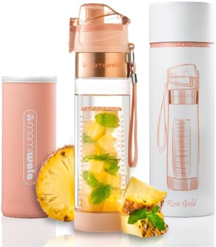MAMI WATA Fruit Infuser Water Bottle – 24 oz BPA-Free Tritan Fruit Infused Plastic Water Bottle for Women Recipes eBook & Insulating Sleeve & Gift Box