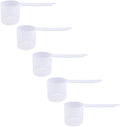Plastic Measuring Scoop, (70 cc | 4.73 tbsp | 2.37 fl oz. | 70 mL) Long Handle Spoons for Powders, Granules, Coffee, Pet Food, Baking Supplies, Protein and Other Dry Goods, BPA Free (Set of 5)