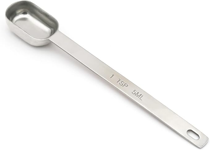 1PCS 1TSP(5ML) Measuring Spoon, Stainless Steel Long Handle Teaspoons | High Precision, Food-Grade Stainless Steel, ‌Rust-Free, Dishwasher-Safe, Easy-Read Markings, Multi-Purpose, Sturdy & Durable