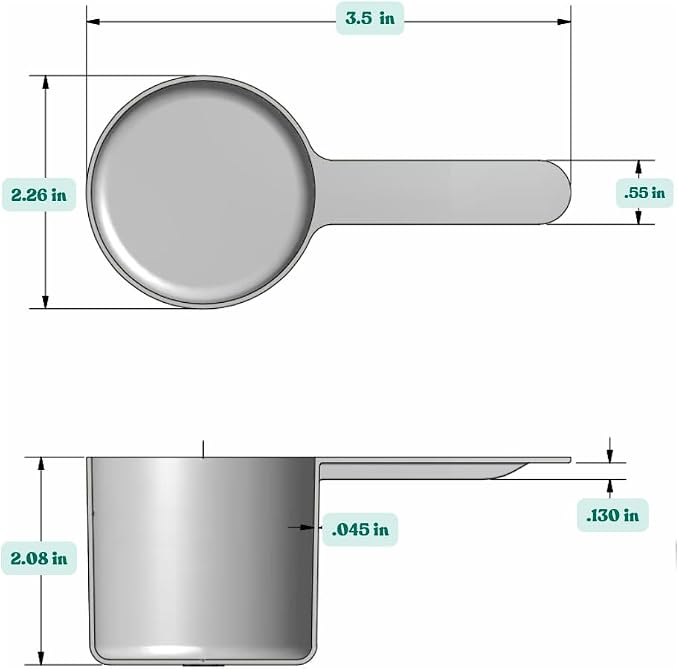1/2 Cup (4 Oz. | 118.4 mL) Short Handle Plastic Measuring Scoop for Coffee, Protein Powder, Pet Food, Spices, Grains, Dry Goods – Food-Grade BPA-Free (Pack of 25)