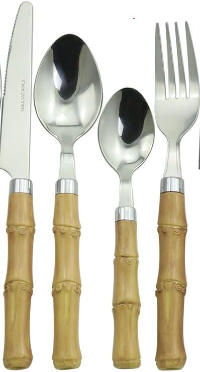 Gypsy Color Beyond Bamboo Stainless Steel Flatware Collection, Set of 16