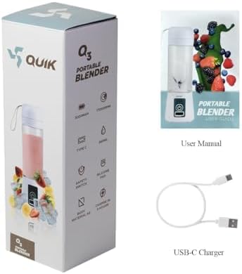 Portable Blender - Cordless 13oz. Personal Blender for Shakes and Smoothies, Licuadora, BPA Free, USB-C Rechargeable, Mini juicer for Travel, Leakproof, Juicer Cup, Ice Crush (Gray)