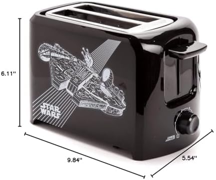 Star Wars 2-Slice Toaster with Ships from Select Brands - Kitchen Essential with Hinged Crumb Tray & Self-Centering Slots - Breakfast & Sandwich Toast Maker - Two Slice Toaster with Bread Lift