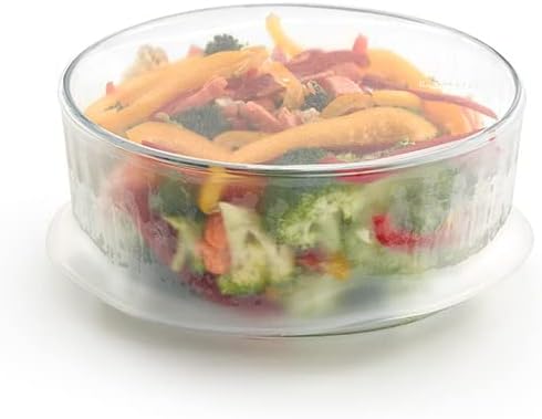Lékué Reusable 2 x 3.3" Silicone Flexible Lids (Stretch up to 3.9") Keeps Food Fresh, Cans or Bowls, Hygienic, Lightweight, Durable Vacuum Food Saver Tops, Microwave & Dishwasher Safe