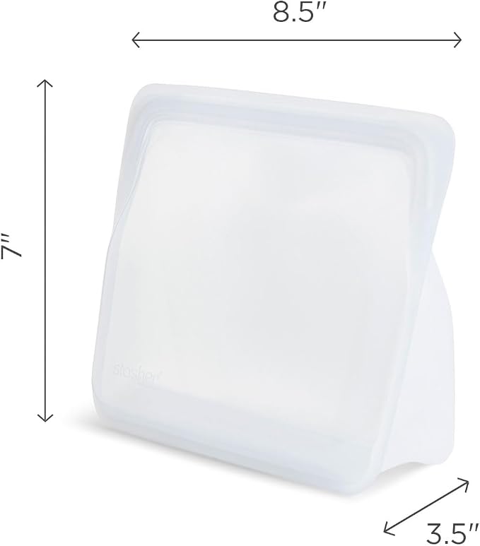 Stasher Reusable Silicone Food Storage Bag, Stand-Up Mid, Clear, 56 oz | Food-Safe Silicone, Reusable Freezer Bags, Microwave, Dishwasher, Pantry, Meal Prep, Food Storage Bag, Eco-Friendly
