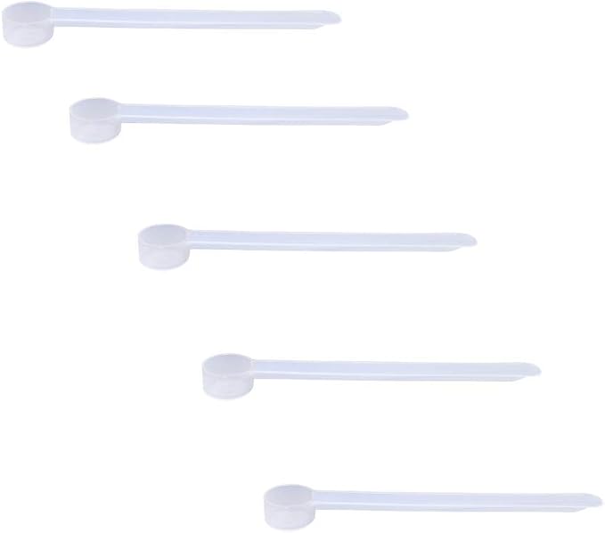 Plastic Measuring Scoop, (1.25 cc | 1/4 Teaspoon | 1.25 mL) Long Handle Spoons for Powders, Granules, Coffee, Pet Food, Baking Supplies, Protein and Other Dry Goods, BPA Free (Set of 5)