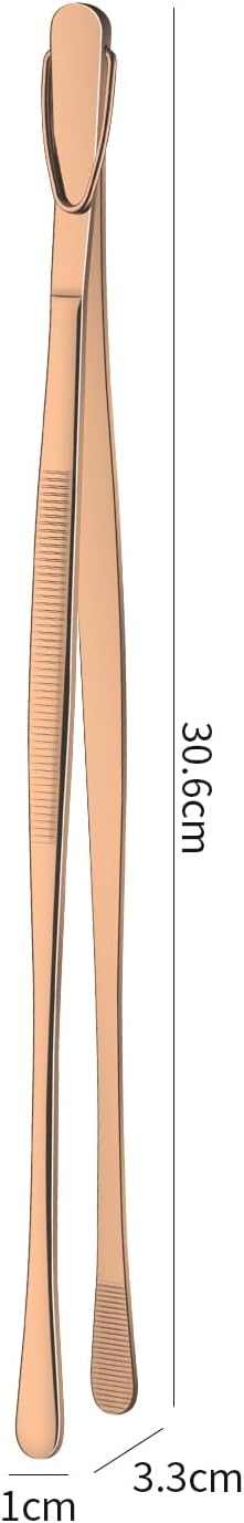 DEHOV 12 Inch Stainless Steel Kitchen Tongs For Cooking Tweezers, Rose Gold Metal Long Food Tweezers, BBQ Grilling Tongs For Spaghetti