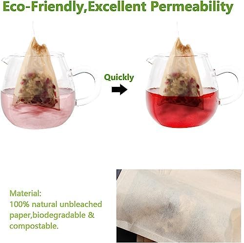 300 Pcs Disposable Tea Bags for Loose Leaf Tea, Empty Tea Bags for Loose Tea with Drawstring, Natural Tea Filter Bags