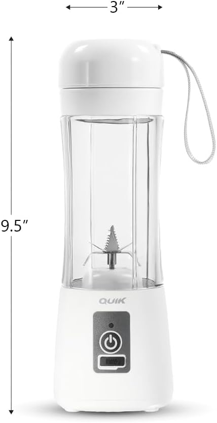 Portable Blender - Cordless 13oz. Personal Blender for Shakes and Smoothies, Licuadora, BPA Free, USB-C Rechargeable, Mini juicer for Travel, Leakproof, Juicer Cup, Ice Crush (White)