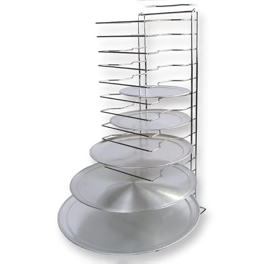 Winco APZT-1015 15-Slot Aluminum Pizza Pan Rack | 15-tier storage, Great for Pizza Baking, Crisp Crusts, Pizzerias and Foodservice