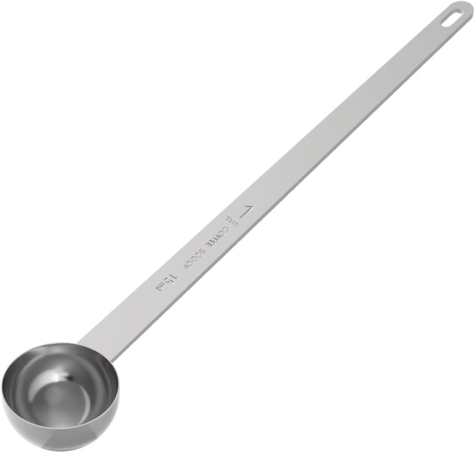 1PCS Extra Long Handle Coffee Scoop, 1Tbsp(15ml) Measuring Spoon | 9” Length, Food-Grade Stainless Steel, Accurate Measurement, Dishwasher-Safe, Engraved Marking, Coffee Ritual Essential