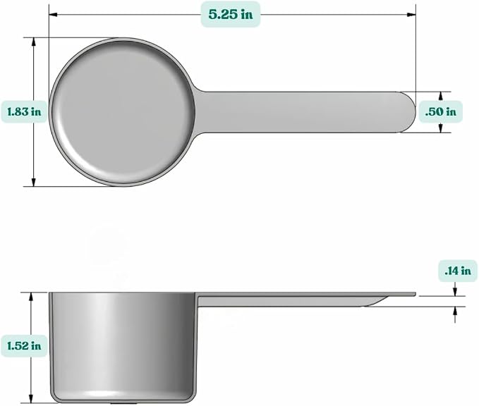 55 mL (55 CC | 1.86 Oz.) Long Handle Plastic Measuring Scoop for Coffee, Protein Powder, Pet Food, Spices, Grains, Dry Goods – Food-Grade BPA-Free (Pack of 100)