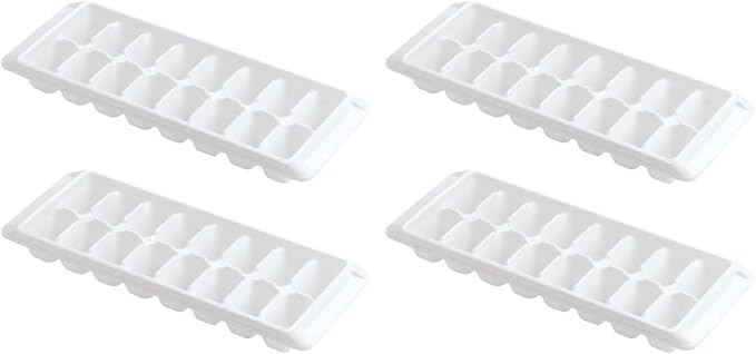 Ice Tray Easy Release White Ice Cube Trays, 16 Cube (Pack of 4) (2867-WHT-2)