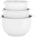 Glad Mixing Bowls with Pour Spout, Set of 3 | Nesting Design Saves Space | Non-Slip, BPA Free, Dishwasher Safe Plastic | Kitchen Cooking and Baking Supplies, White