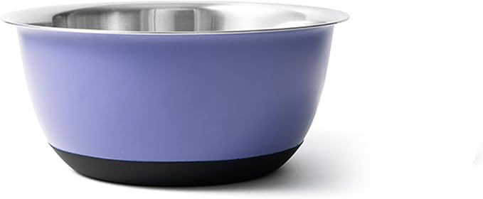 Fox Run Stainless Steel Mixing Bowl, 6.25 Quart Purple Mixing Bowl | Non-Skid Base For Easy Mixing | Cute Purple Design | Double Wall Stainless Steel Mixing Bowl For Temperature Retention