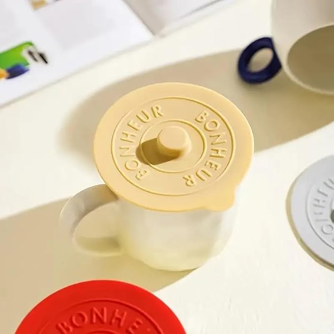 4 Pack Silicone Cup Lids, 10cm Reusable Stretchable Drink Covers - Universal Dustproof & Leak-Proof Lids for Coffee, Tea, Wine Glasses, Tumblers - Ideal for Home, Office, Travel