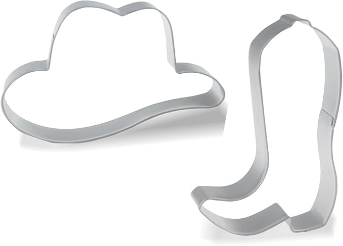 Keewah Cowboy Cookie Cutter - 2 Piece - 4” Hat, 4.5” Boot - Stainless Steel