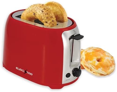 EUROSTAR ET751R 2-Slice Cool Touch Wide-Slot Toaster, Red