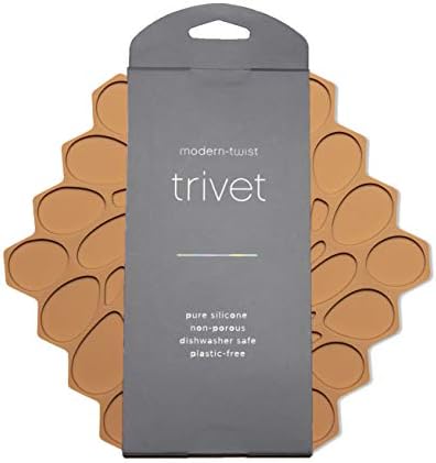 7 x 7 Hive Interlocking Silicone Trivet, BPA, PVC-Free, Heat Resistant Up to 675°F, Non Slip, Protects Table from Heat, Amber Color, Pack of 1