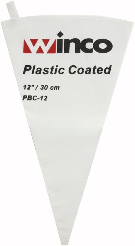 Winco Pastry Bag Cotton with Plastic Coating, 12-Inch | Comfortable grip, Prevents leaks, Great for Icing, Frosting, Pastries and Cake Decorating
