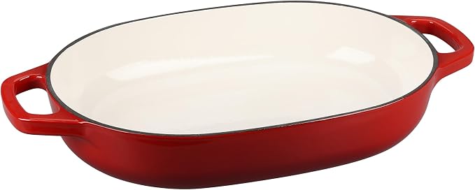 EDGING CASTING Enameled Cast Iron Oval Dutch Oven Pot with Lid, Dutch Oven for Sourdough Bread Baking, Bread Oven, Bread Dutch Oven, Oval Bread Pan, 7qt, Red