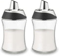 J&M DESIGN Glass Sugar Dispenser with Pour Spout for Coffee Bar, Tea and Kitchen Baking, Auto-Pouring Airtight Lid - 7.5 Oz Container (Pack of 2)