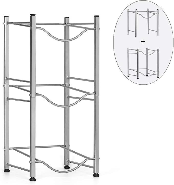 LIANTRAL Water Cooler Jug Rack, 5 Gallon Water Jug Holder Water Bottle Storage Rack, 5 gallon water jug stand, 3 Tiers, Silver | 3-Tier Silver,Heavy-Duty Steel,Rustproof,Easy Assembly,Floor Protection,Save Space, Detachable,Perfect for Home, Kitchen