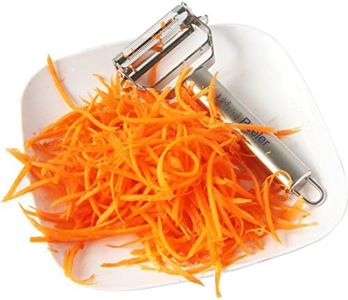 Julienne Vegetable Peeler, Cutter and Slicer is Perfect for Making Potato, Carrot, Zucchini or Butternut Squash Noodles. Amazing Peeler Includes a Free Cleaning Brush and has a Dual Blade Feature. Enhance Your Kitchen Experience Now!